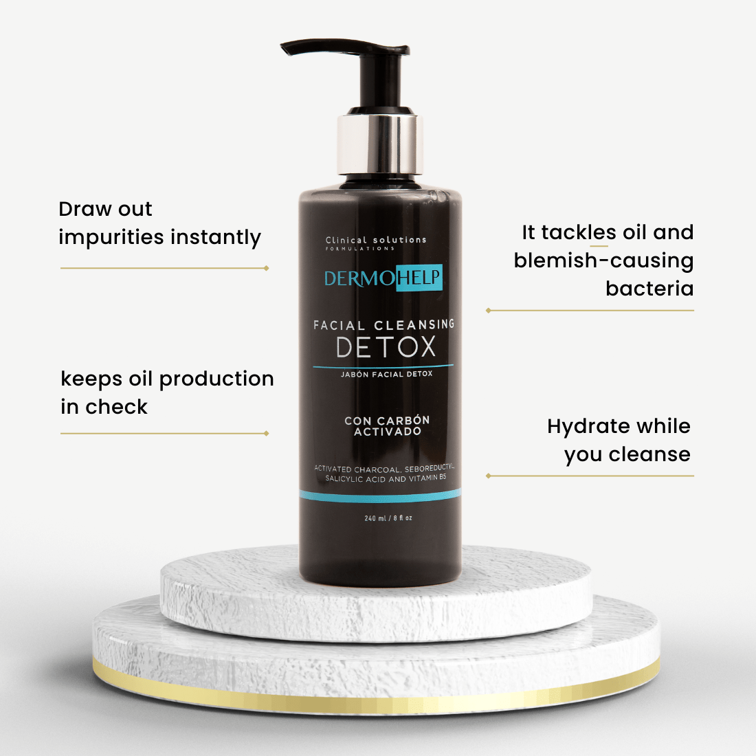 DETOX FACIAL CLEANSER Removes impurities &amp; bacteria - DermoHelp Skin Care Products - Shop Now